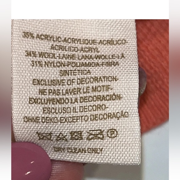 Free People PEACH WOOL Sweater Puff Sleeves Scoop Fringe Neck Gray Dots Keyhole - Picture 3 of 12